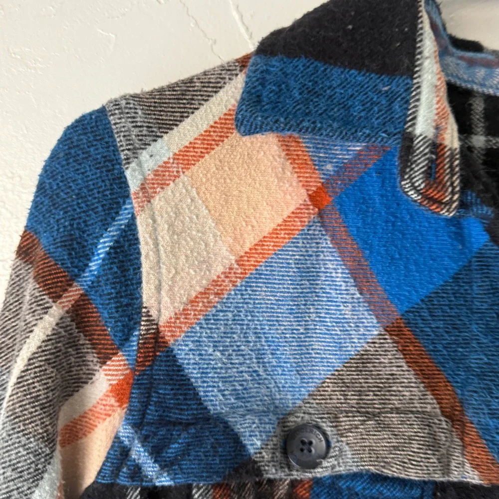 Woolrich Plaid Button Up Shirt Jacket Blue Orange Black Womens S P Outdoor Cabin - Picture 4 of 11